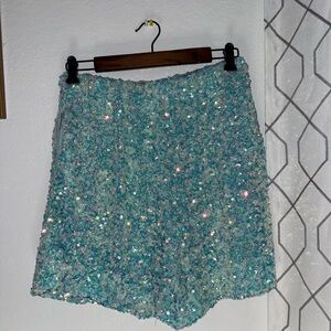 Fantastic Fawn Sparkling Aqua Mini Skirt